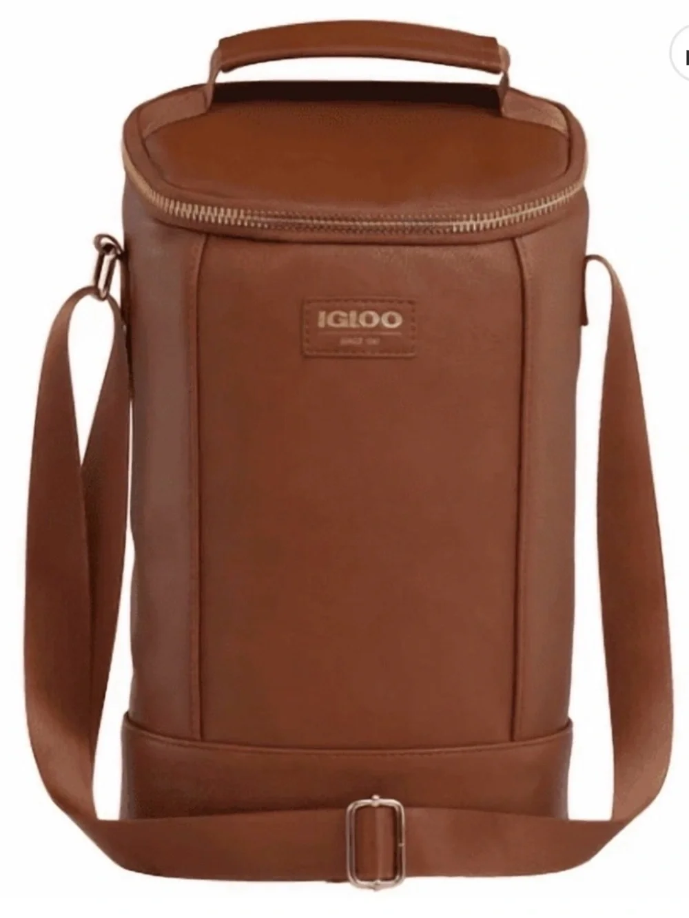 Igloo Insulated Faux Leather Beverage Tote Cooler Bag Cognac NWT
